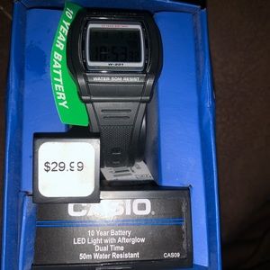 Casio W201-1AV 36mm Black Resin Case, Black Resin Band, Wristwatch for Men